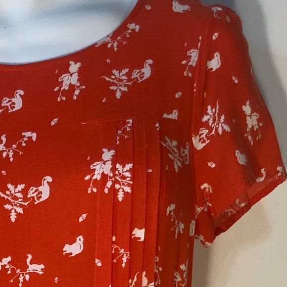 Urban Outfitters Co Incidence SZ M  red orange & ivory print drop waist dress - Picture 3 of 4